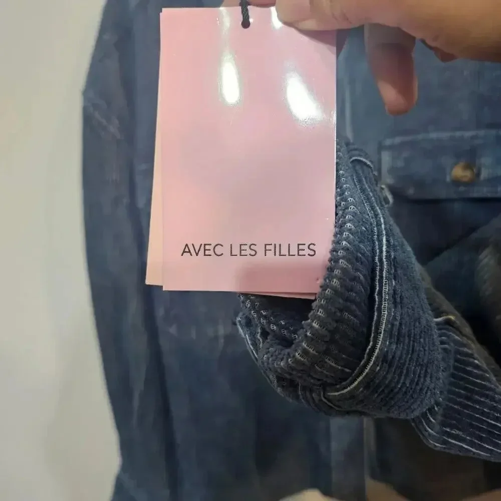 Avec Les Fille Corduroy Shacket Size Medium Blue NWT‎